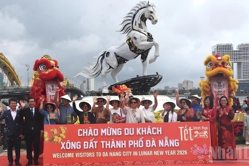 丙午年正月初一，岘港市迎来首批游客。（樱桃 摄）