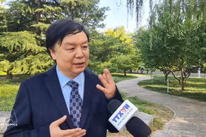 北京外国语大学东南亚研究中心主任米良教授在越南国会主席陈青敏访华前夕接受越通社驻京记者的采访。（图片来源：越通社）