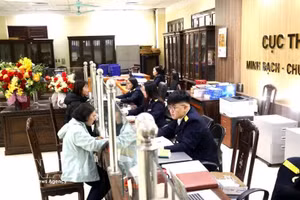 民众和企业在兴安省第四区域税务分局办理行政手续。（图片来源：越通社）