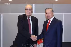 2026年9月22日，越共中央总书记、国家主席苏林在美国纽约会见瑞士联邦总统居伊·帕姆兰。（图片来源：越通社）