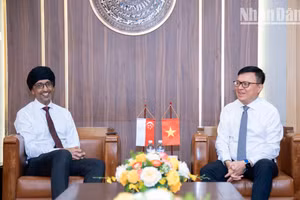 黎国明总编辑会见拉杰帕尔·辛格大使。（明维 摄）