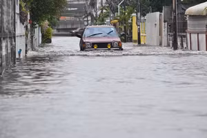 泰国曼谷暴雨引发洪涝灾害。（图片来源：新华社）