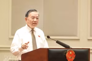 越共中央总书记、国家主席苏林发表讲话 。（图片来源：越通社）