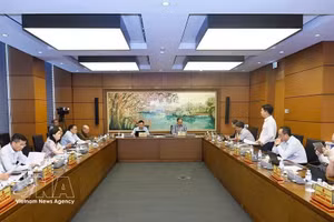 河内市国会代表分组讨论。（图片来源：越通社）