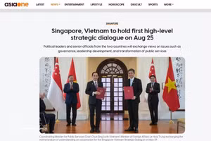 新加坡AsiaOne网站对越共中央书记处常务书记陈锦秀访问新加坡之行进行了报道。（图片来源：越通社）