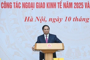 越南政府总理范明正发表的书名文章《经济外交发生强劲转变，助力国家强盛发展》。（陈海 摄）