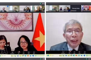 越南驻希腊大使馆组织线上对接会屏幕截图。（图片来源：越通社）