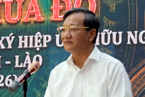 越南驻老挝大使阮明心在活动开幕式上致辞。