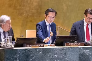 越南常驻联合国代表团团长、大会候任主席杜雄越大使主持《不扩散核武器条约》缔约方第11次审议大会。
