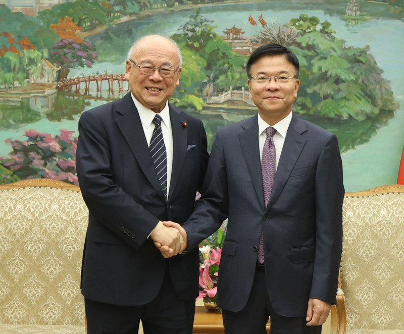 越南政府副总理黎成龙会见日越友好议员联盟特别顾问武部勤。（图片来源：baochinhphu.vn）