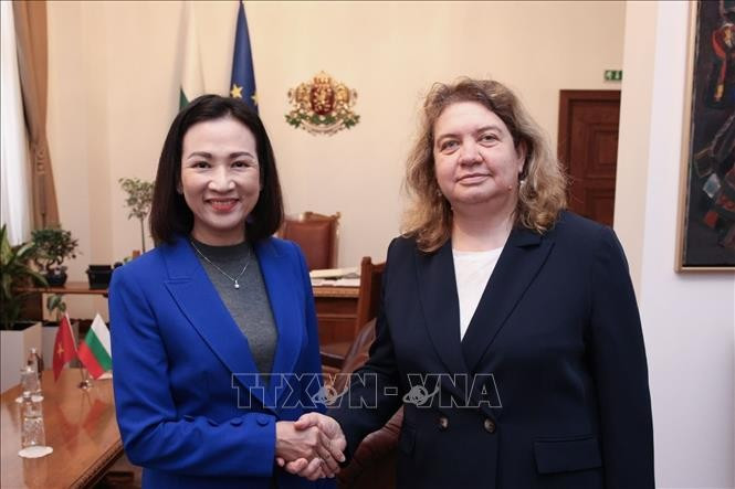 越南驻保加利亚大使阮氏明月会见保加利亚国会主席娜塔莉娅·基塞洛娃。（图片来源：越通社）
