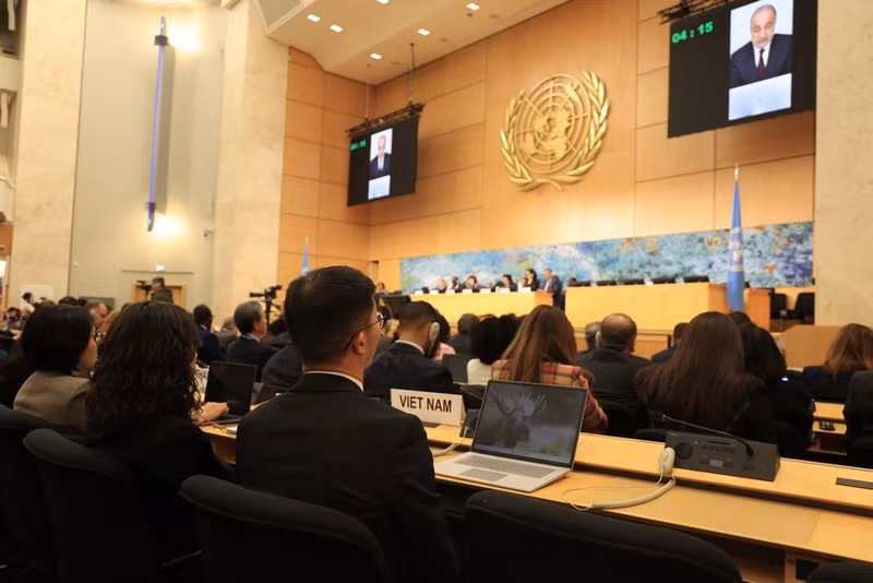 联合国人权理事会第61届常会场景。（图片来源：qdnd.vn）