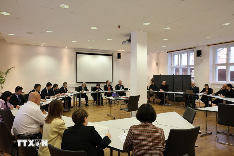 越南共产党与德国左翼党第六次政策对话场景。（图片来源：越通社）