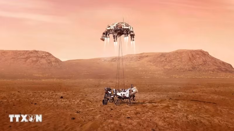 美国国家航空航天局的“毅力号”探测器成功降落火星。（图片来源：新华社/越通社）