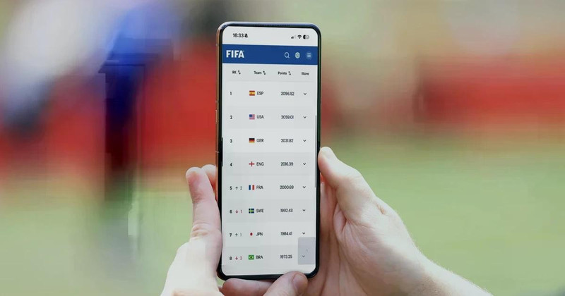 国际足联实时更新国家队排名