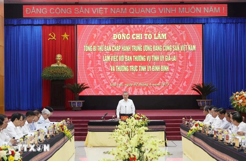 越共中央总书记苏林在会上发表讲话。