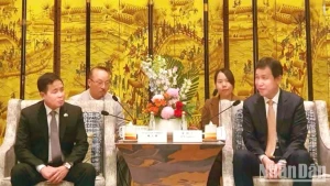 越南隆安省领导与中国辽宁省领导举行工作会谈。