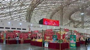 “越南农产品——春色盎然”展区共设300多个展位。（图片来源：越通社）