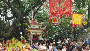 大年初一的清晨，河内民众争相前往寺庙烧香拜佛。（图片来源：越通社）