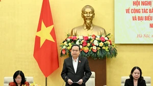 越南国会主席、国家选举委员会主席陈青敏在会议上发表结论性讲话。