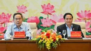 越南政府总理范明正和国会主席陈青敏共同主持会议。