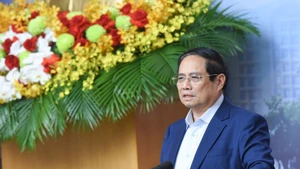 越南政府总理范明正6月2日主持召开全国视频会议。（陈海 摄）