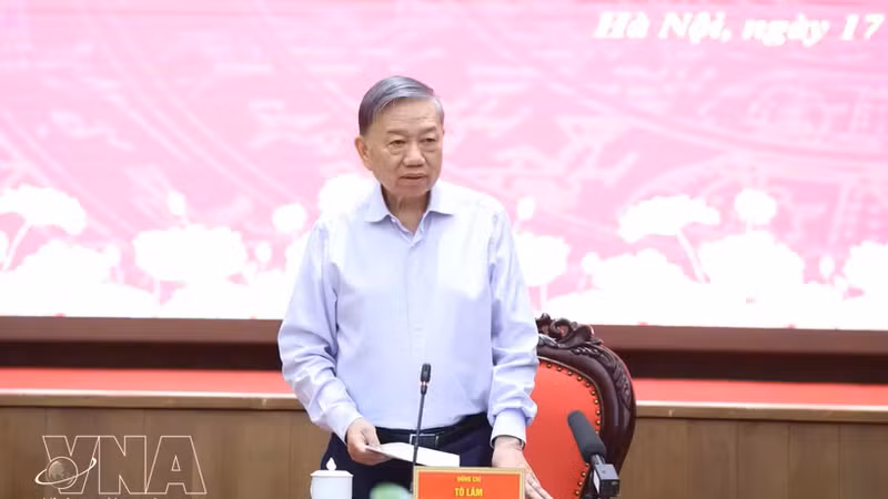 越共中央总书记、国家主席苏林发表讲话。（图片来源：越通社）
