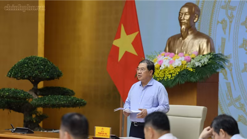 越南政府常务副总理、中央住房政策和房地产市场指导委员会主任范嘉足主持召开会议。（图片来源：政府新闻网）
