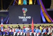 出席开幕式的越南残疾人体育代表团。（图片来源：越通社）