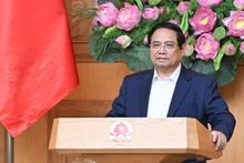 政府总理范明正在会上致辞。（陈海 摄）