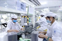 富寿省平川县工业园区Youngbag ViiNa公司电子元件生产线。（图片来源：越通社）