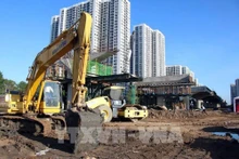 胡志明市3环路建设项目施工现场。（图片来源：越通社）