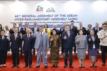 国会主席陈青敏与AIPA各成员议会代表团团长合影。（图片来源：越通社）