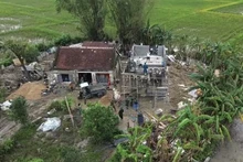 军队、公安力量以及各级党委、地方政府不分昼夜，为灾区群众组织实施住房建设和修缮工作。（图片来源：越通社）