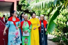 国会主席陈青敏的夫人阮氏青娥专程前往“越南村”看望、慰问当地越南侨胞，并赠送礼物，与大家亲切交谈。