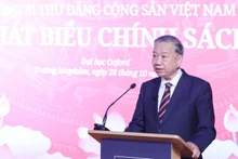 越共中央总书记苏林在英国牛津大学发表政策演讲。（图片来源：越通社）