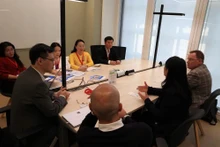 顺化市工作代表团与瑞士合作伙伴进行工作会谈。（图片来源：越通社）