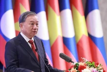 越共中央总书记苏林在宴会上发表讲话。（图片来源：越通社）