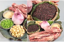 “荷叶糙米饭”的原料。(图片来源:越南画报)