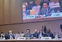 越南外交部国际组织司司长范海英大使在会上发表讲话。（图片来源：外交部）
