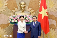 国会主席陈青敏和日越友好议员联盟主席小渊优子。（图片来源：越通社）