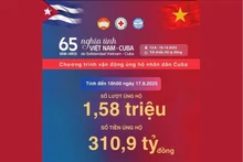 截至8月17日18时，以“越南—古巴情谊65周年”为主题的支持古巴人民募捐活动共筹集到3109亿越盾，参捐人次超过150余万。（图片来源：越南红十字会）