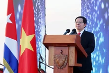 越南政府副总理胡国勇在仪式上致辞。（图片来源：越通社）