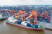 海防港货物装卸作业。