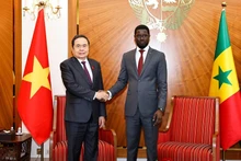 国会主席陈青敏和塞内加尔总统巴西鲁·迪奥马耶·法耶。（图片来源：越通社）