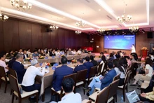 越南私营经济全景模式及执行委员会与各委员会领导班子公布仪式场景。（图片来源：信息报）