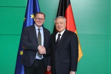 越南政府常务副总理阮和平与德国联邦议院副议长博多·拉梅洛。（图片来源：越通社）