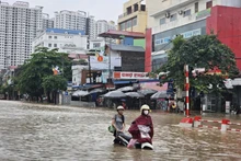 受台风环流影响，河内市多地发生洪涝灾害。（图片来源：越通社）