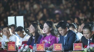 越南国家副主席武氏映春出席2025年奠边西北精华狂欢节开幕式。（图片来源：劳动报）