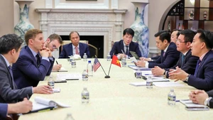 双方代表展开讨论。（图片来源：越通社）